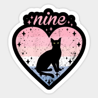 9 Year Old Cute Cat Birthday 9Th B-Day Sticker